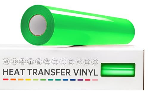 VinylRus Heat Transfer Vinyl-12” x 20ft Neon Green Iron on Vinyl Roll for Shirts, Fluorescent Green HTV Vinyl for Silhouette Cameo,Easy to Cut & Weed