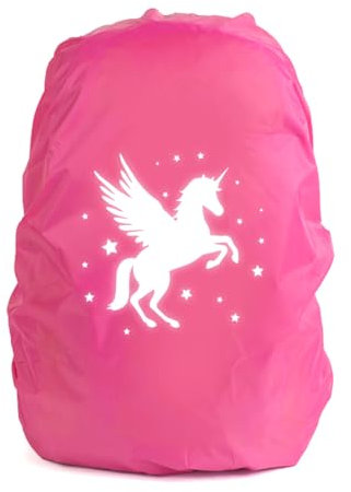 Capaneus Einhorn Regenschutz Schulranzen, Step by Step Regenschutz, Reflektierender Rucksack Überzug Regenschutz, Schultaschenhülle mit Einhorn für Jungen Mädchen Schulanfänger