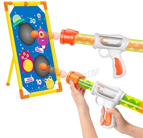 Shooting Toy Games for Kids, Spraying 2 Air Pump Guns 20 Foam Balls with UFO Theme Shooting Target, Halloween Christmas Children's Birthday Gift Girls Boys Toys Age 3+, Outdoor Garden Stocking Fillers
