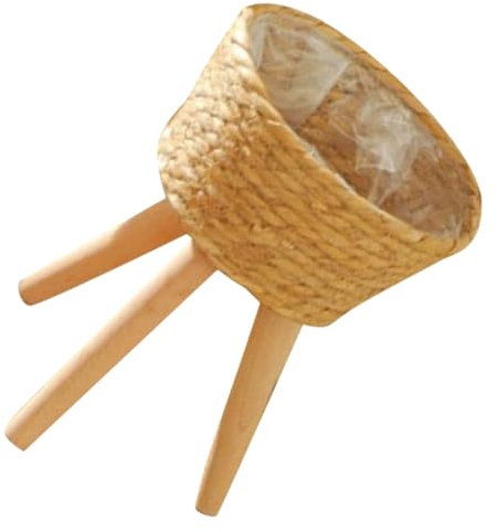 MERRYHAPY Panier en Bois Tressé pour Plantes Dintérieur Support De Pot De Fleurs Trépied Support De Pot De Fleurs Robuste pour La Décoration Intérieure