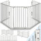 KIDUKU® Kaminschutzgitter mit Tür Metall 180 cm | Absperrgitter Ofenschutzgitter faltbar | Konfigurationsgitter inkl. 3 Elementen (Grau)