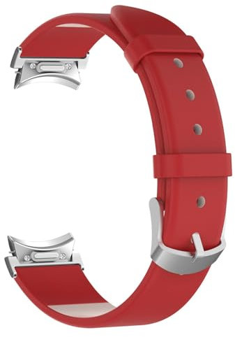 Cuir Bracelet Compatible avec Samsung Galaxy Watch FE/Galaxy Watch 7 40mm/Galaxy Watch 7 44mm Bracelet de Remplacement, Les Bracelets Homme Femme de Montre Réglable Pour Montre Intelligente, Rouge