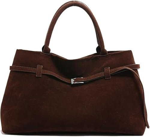 Duyifan Wildleder Handtasche Damen, Große Wildledertasche, Vintage-Tasche mit Henkel, Slouchy-Einkaufstasche, Schultertasche aus Kunstleder (A-Coffee)