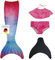 MYLILY | Meerjungfrauenflosse Kinder | Mermaid Tail | Monoflosse Mädchen | Flosse Meerjungfrau Mädchen | Set aus Flosse und Bikini | Ocean (134/140)