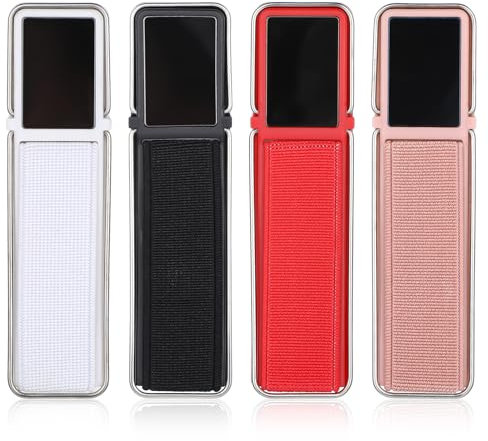 4 Pcs Phone Grip Strap Holder, Phone Holder for Hand, Phone Grip with Stand Strap Finger Loop, Adhesive Flat Cellphone Stand Handle Kickstand Case for Most Smartphones