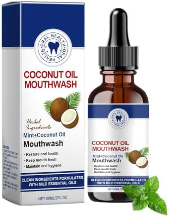 vokkrv Kokosöl-Mundspülung mit ätherischem Öl, Frischer Atem & Aufhellende Mundspülung (1)