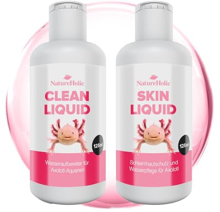 NatureHolic Axolotl Wasserpflege-Set | Wasseraufbereiter & Schleimhautschutz für Axolotl | Schadstoffentfernung, Wundheilung & Keimreduktion | Für klares & gesundes Lotl-Aquarium