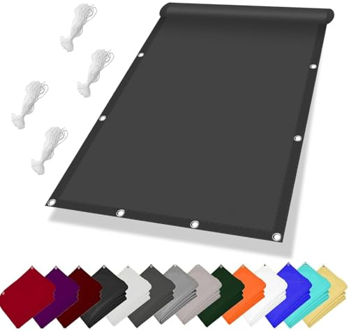 Sonnensegel mit Ösen Sonnensegel Rechteckig 2 x 2.5 m Wasserdicht Sonnenschutz UV Schutz, mit Seil Sonnensegel Wasserdicht Befestigungsseile Sonnensegel, für Balkon Garten, Dunkelgrau