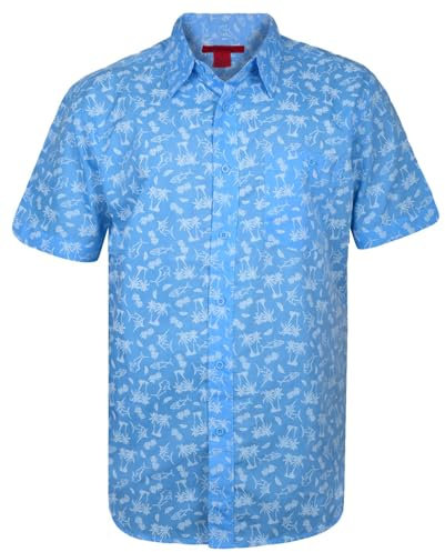 True Face Men’s Hawaiian Shirt Slim FitCasual Beach Shirt for Summer with Front Pocket Funky Palm Tree Floral Pineapple Print Perfect for Holidays Beach Parties Lightweight Top Sky - 031 XXL