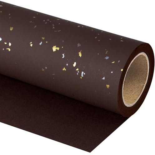 RUSPEPA Schokoladenbraun Geschenkpapierrolle – Minirolle – 43,2 cm x 5 m – Schokoladenbraunes GoldDesign mit seidiger Haptik, perfekt für Geburtstage, Feiertage, Hochzeiten, Babypartys