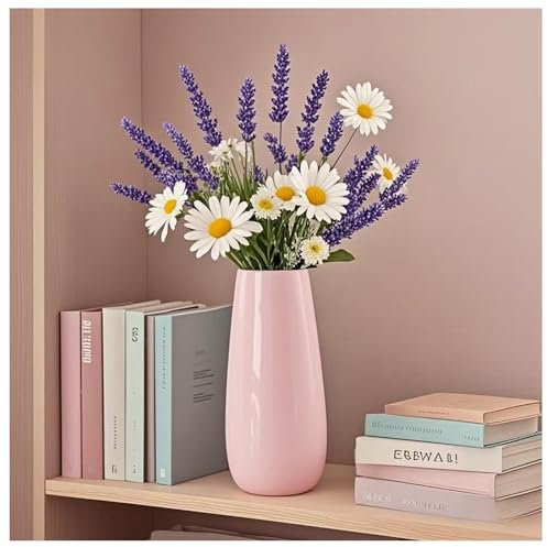 Fuukou Pinke Vase, kleine rosa Blumenvase, minimalistische dekorative Keramikvasen für Blumen, perfekt für Wohnzimmer, Regal, Tisch, Bücherregal, Kaminsims und Eingangsdekoration