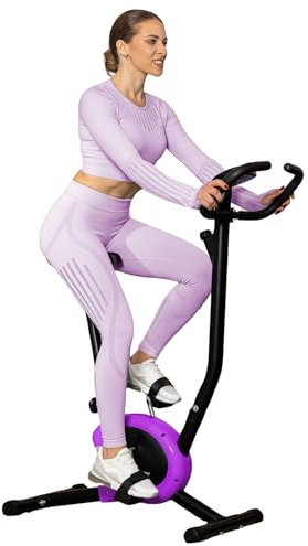 Hop-Sport Heimtrainer Fahrrad HS-010H Rio - Ergometer für Zuhause mit praktischem Trainingscomputer & verstellbarem Sitz, bis 120 kg belastbar, stabiler & platzsparender Hometrainer (Violett)