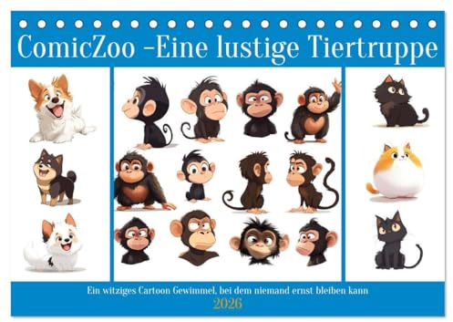 ComicZoo - eine lustige Tiertruppe (Tischkalender 2026 DIN A5 quer), CALVENDO Monatskalender: Jede Menge skurrile Tier Cartoons - zum Schmunzeln schön (CALVENDO Spass)