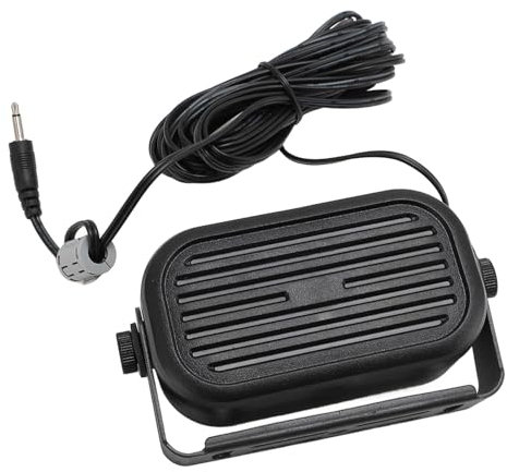 Asixxsix SP35L 3.5mm Car External Speaker, Loud Clear Sound 5W 4.5m Cable with Mounting Bracket, Portable Mini Speaker for Televisions, Laptops, Car Radios, Ham Radio, CB