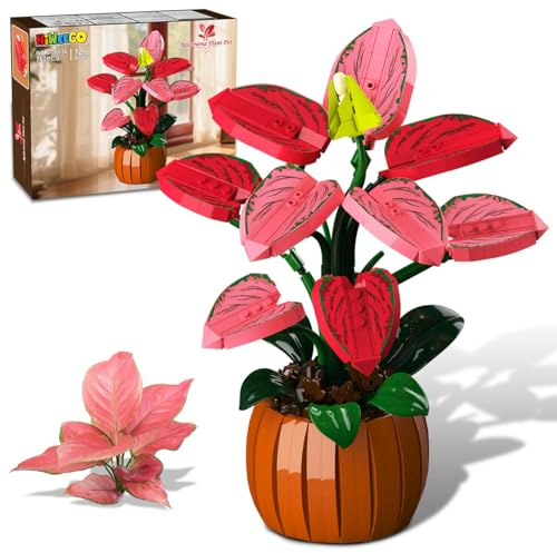 HiWEEGO Blumen Botanicals Bonsai Bauset 782 Teile Heimdekoration | Bonsai Bausteine Pflanzen Botanische Blume Bauspielzeug Büro Décor Geburtstagsgeschenk Erwachsene Teen Mädchen