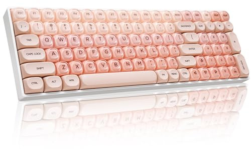 ZORNHER ZH100 Kabellose mechanische Tastatur, 98%-Layout, Beige, Gaming-Tastatur mit Cute Jelly MOA-Profil-Tastenkappen, Silent Switches