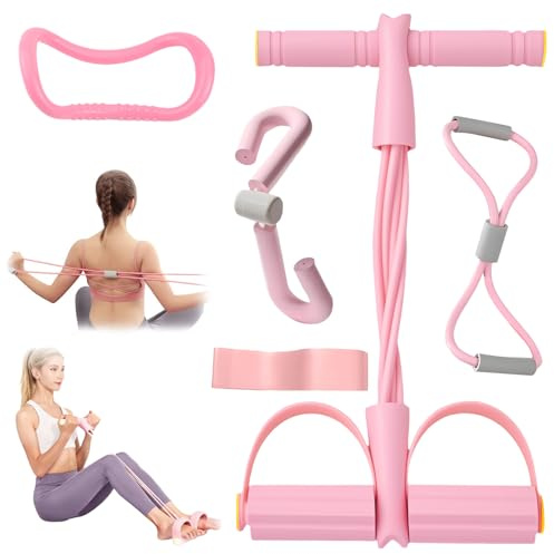 5 Stück Teiliges Pilates Set, Bauchtrainer Expander Fitness, Oberschenkeltrainer, Faszien Stretching Ring, 8-Förmiges Widerstandsbändern, Fitnessbändern, für Home, Gym, Outdoor Fitness