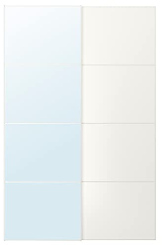 MEHAMN/AULI - Par de puertas correderas, espejo blanco de doble cara, 150 x 236 cm