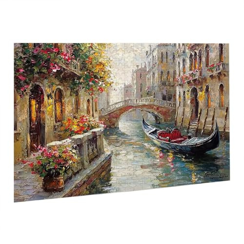 Wasserstadt Venedig Puzzle 1000 Teile, 3D Puzzle Erwachsene, EIN Herausforderndes Rätsel, Puzzlespiele für Die Ganze Familie, Weihnachtspuzzle Home Dekoration Thema: Wasserstadt Venedig fr0-116