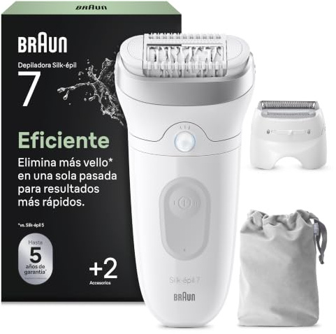 Braun Silk-Épil 7 Epilatore Elettrico Donna, Accessori, 7-030, Argento | Depilatore Corpo Donna Impermeabile, Testina Ampia per Facile Rimozione Peli, Testina Radente Cappuccio Regolatore