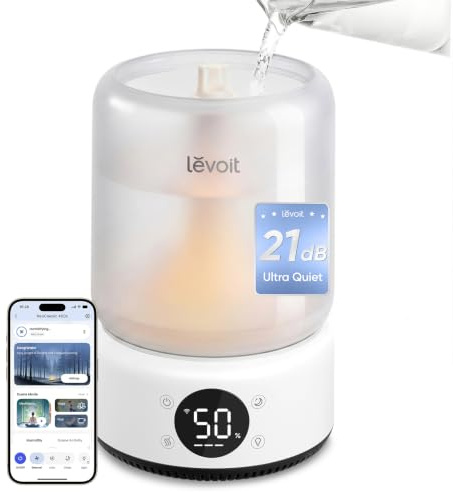 Levoit Smart Humidifier for Bedroom, 4.2L Top Fill, 21dB Ultra Quiet | 42H Runtime, Cool Mist, Detachable Sink for Easy Cleaning, App & Voice Control, Auto Mode, Scene Mode with Light & Music