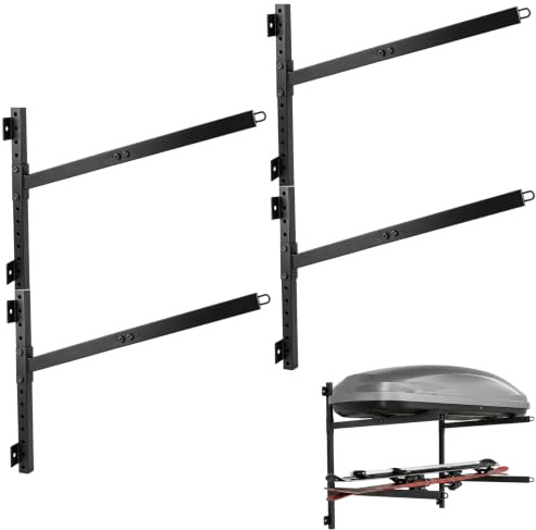 2 Etagen Dachbox Wandhalterung, Wandhalterung für Dachbox Kajak Surfbrett | 75° Höhenverstellbar, 73 cm Tragarme, 50 KG Tragkraft Je Ebene, Stahl Wandhalter Garage