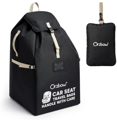 Orzbow Transporttasche Kindersitz, Universell Car Seat Travel Bag | Robustes 900D-Nylon-Material, Aufbewahrungstasche, Verstellbare Seitengurte, Gepolsterte Schultergurte, Seitlicher Tragegurt