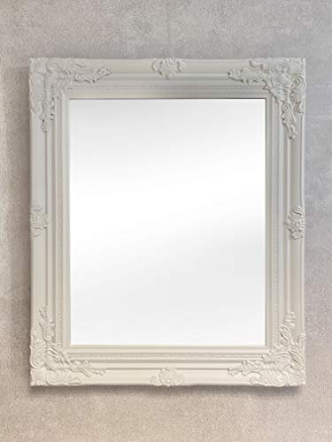 WHITE Shabby Chic Antique Style Rectangular Wall MIRROR complete with Premium Quality Pilkington's Glass - Overall Size: 20 inches x 24 inches (60cm x 50cm)