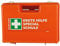 ACTIOMEDIC Medizinischer Erste-Hilfe-Kasten SCHULE, DIN 13157:2021, Notfallkoffer mit Wandhalterung, mehrsprachige Beschriftung, orange, 34 x 12 x 24 cm