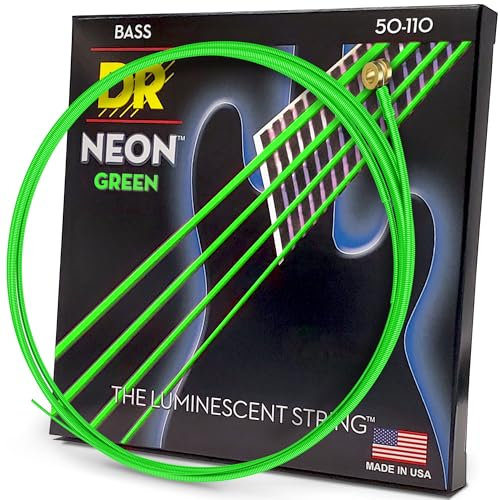 DR B NEON NGB-50 HiDef Jeu de cordes vertes pour Basse 6 cordes