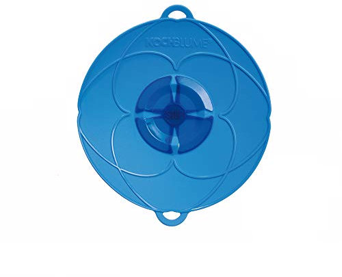 Kochblume S Ø14-18cm | Silikon Überkochschutz | Spritzschutz | Universaldeckel | Premium-Silikon & BPA frei| Hitzbeständig | Spülmaschinenfest | Farbe: blau
