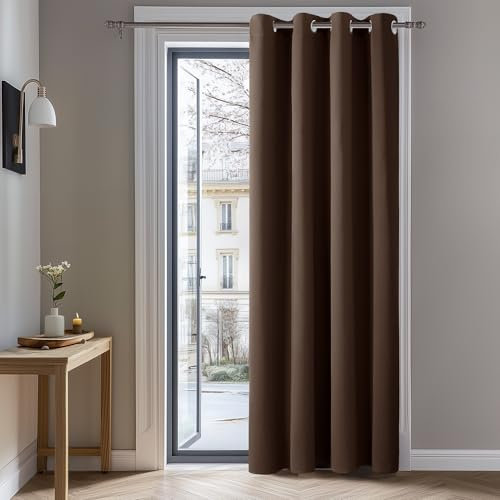 Deconovo Blickdichte Gardinen Vorhang Blickdicht Ösenvorhang Blickdicht, 260x140 cm(HöhexBreite), Braun, 1 Stück