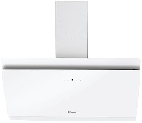 Candy CVMA 90W, Campana extractora 90 CM, 4 Niveles Potencia, 213W, 620M3/H, Válvula Antiretorno, Temporizador, Filtros Carbono, Panel Aluminio Antigrasa, Iluminación LED, 60DB, Clase B, Cristal Blanco