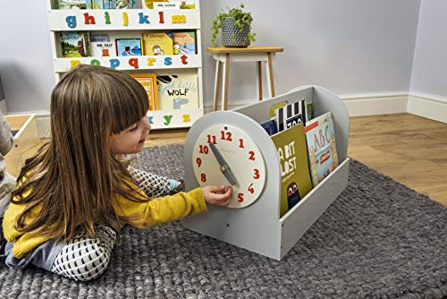 Tidy Books ® Tragbares Bücherregal Kinder, Bücherkiste Kinder, Kinderregal Hellgrau, Montessori Material, Box Kinderzimmer, 34 x 54 x 28 cm, Handgefertigt, Nachhaltig, Das Original seit 2004
