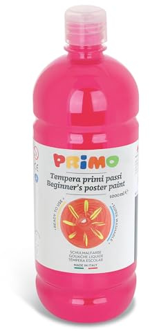 Primo – Abwaschbare Temperafarben für Kinder ab 3 Jahren und Anfänger, 1l-Flasche, Erste Schritte Temperafarben zum Malen auf Papier, Stoff, Glas und Mehr, Kreative Arbeiten für Kinder und Hobbys