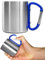 Outdoor Saxx Tasse de camping robuste avec poignée à mousqueton, en acier inoxydable, 250 ml (argenté/bleu)