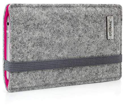 stilbag Handyhülle Finn für Apple iPhone Xr | Farbe: hellgrau/pink | Smartphone-Tasche aus Filz | Handy Schutzhülle | Handytasche Made in Germany