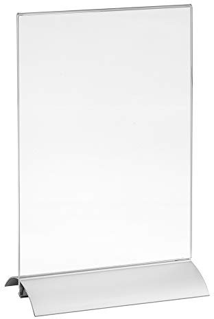 Tischaufsteller DIN A5 Hoch mit Aluminiumfuß doppelseitig/Werbeaufsteller/T-Aufsteller/Tischständer/Gastronomie/Tischständer/Acrylglas - Zeigis®