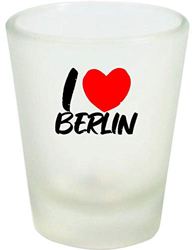 Shirtinstyle Schnapsglas Glas, I Love Berlin. Urlaub Heimat Familie Zu Hause Freunde Spruch, Weiß