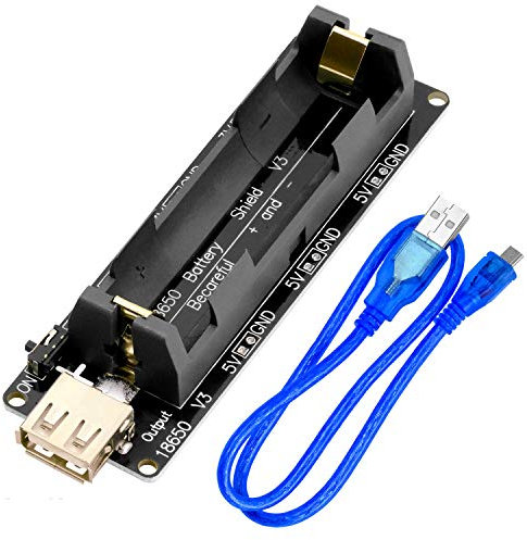 AZDelivery 18650 Lithium Li-ion Battery Expansion Shield 5V – 3V Micro USB Module 600mA 3V/1A 5V/3A for ESP32 ESP8266 compatible with Arduino Including E-Book!