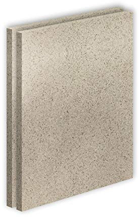 Vermiculite Platte Schamott-Ersatz für Kamin-Ofen Feuerraum Auskleidung SF600 500x600mm 30mm Stärke Temperaturbeständig bis 1100 °C mind. 600kg/m³ Rohdichte (x2)