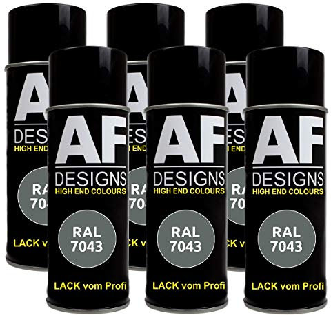 6 X RAL vernice spray auto vernice colorata RAL 7043 grigio scuro B lucido