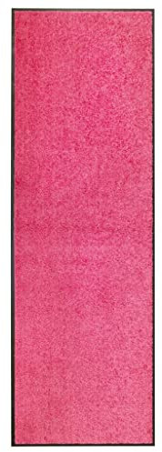vidaXL Paillasson Lavable Tapis de Couloir Paillasson d'Entrée Tapis de Porte Tapis de Bienvenue Intérieur Extérieur Antidérapant Rose 60x180 cm