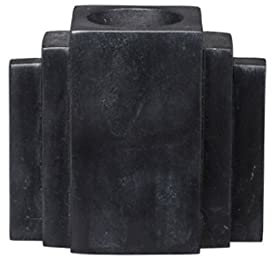 broste Copenhagen - Teelichthalter, Kerzenhalter - Larry - Marmor - schwarz - 5 x 10 x 9 cm