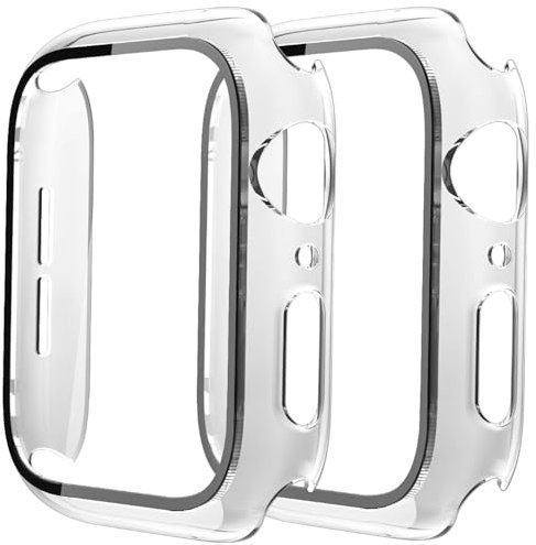 Fengyiyuda 2 Stück Hülle Kompatibel mit Apple Watch 38/42/40/44mm mit Anti-Kratzen TPU Displayschutz Schutzfolie,360°Schutzhülle für iWatch Series 6/5/4/3/2/1/SE,2 Stück,Clear/Clear,40mm
