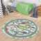 TT Home Teppich Kinderzimmer Spielteppich Babymatte Junge Straßenteppich Auto Stadt, Farbe:Grau, Größe:150 cm Rund