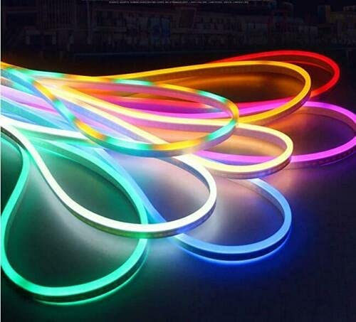 STRISCIA STRIP LED NEON FLEX TUBO NEON 5 METRI DC 12V IMPERMEABILE DA ESTERNO IP65 MODELLABILE Giallo