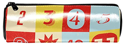 EZIOLY Retro-Adventskalender aus Leder, Stifteetui, Münzbörse, Kosmetiktasche, Make-up-Tasche für Studenten, Schreibwaren, Schule, Arbeit, Büro