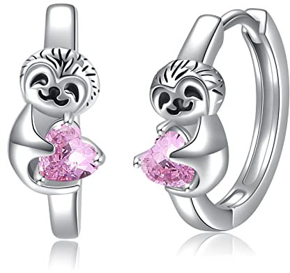 VONALA Faultier Creolen Ohrringe 925 Sterling Silber Mädchen Schmuck Geburtstag Geschenk für Damen Kinder