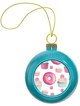 Pinke Donut- und Cupcake-Weihnachtskugel, Ornamente, bruchsicher, hängende Kugeln, 6,1 cm, Weihnachtsbaumschmuck, Urlaub, Hochzeit, Party, Dekoration